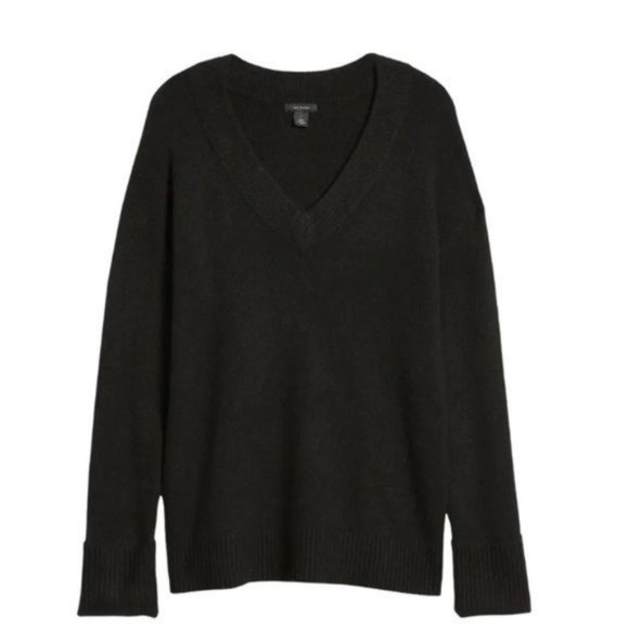 HALOGEN Relaxed V-Neck Long Sleeve Sweater in Black - NWT - Size XS - Picture 5 of 5